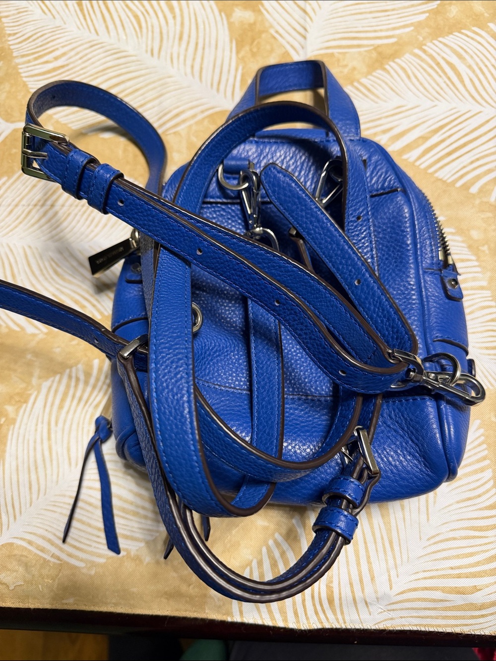 Michael Kors Rhea Mini Leather Backpack Blue - Picture 6 of 6